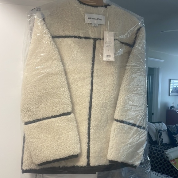 Veronica Beard Coat Cream Shearling Leather Reversible  Sz S NWT $2498 SOLDOUT! - Picture 7 of 9
